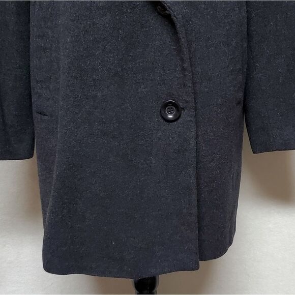 KRISTEN Blake Charcoal Wool Blend Shawl Collar Satin Lined Oversized Overcoat - Picture 6 of 16